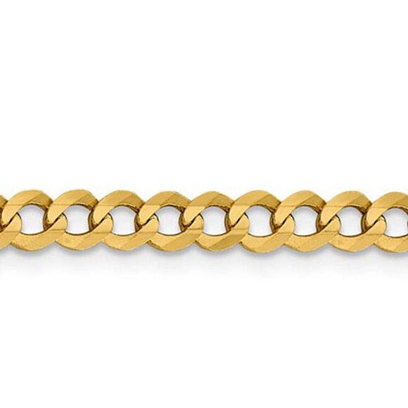4.75mm 14K Yellow Gold Solid Light Flat Curb Chain Necklace, 16 Inch - Picture 3 of 7